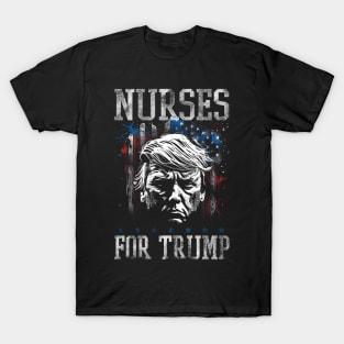 Nurses For Trump 2024 American Flag T-Shirt